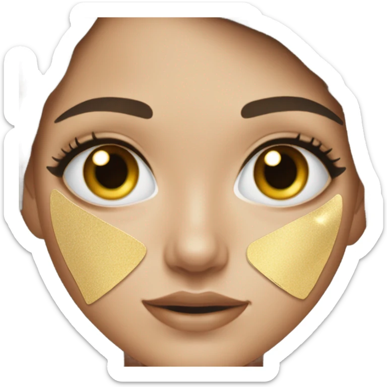 White Skin care on white freackles skin of a brunett blue eyes girl under eyes gel Gold eye patches sticker