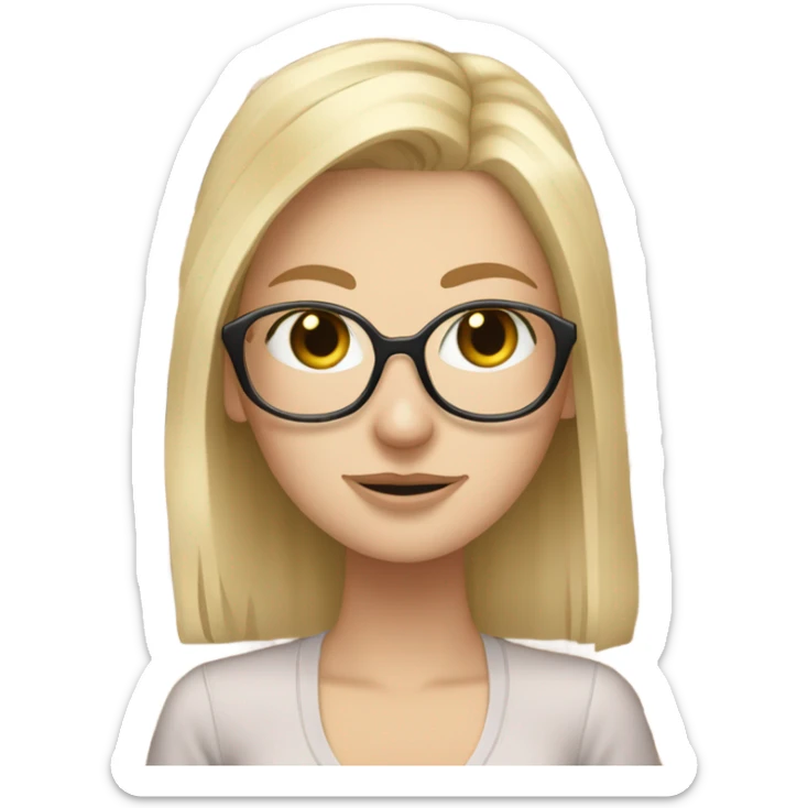 White girl blonde hair eyes closed wearing glasses hugs Yorkshire terrier  sticker