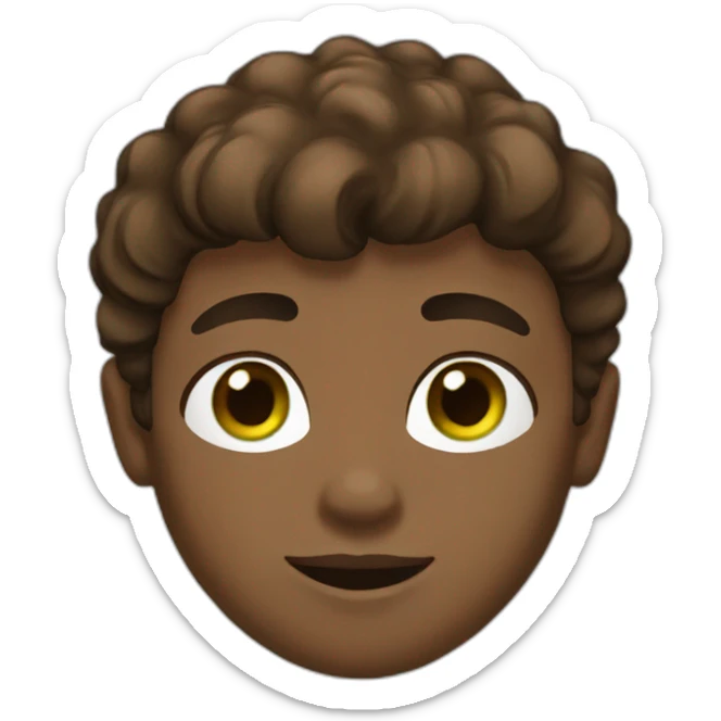 boy with brown skin color and green eyes and brown hair sticker