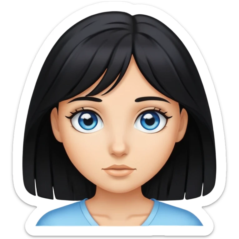 Tanned blue eyed girl with black hair  sticker