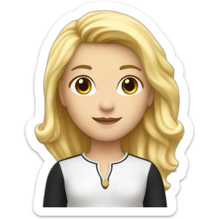 Girl standing with black capn and blond hair and white top en black pants sticker