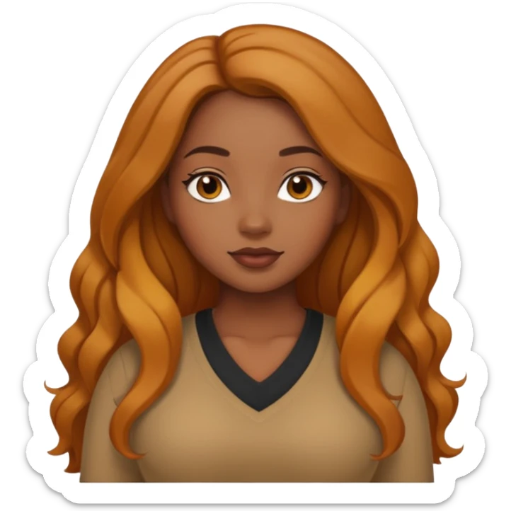 Curvy, NSFW, light brown long hair, pretty black girl wearing fall colors sticker