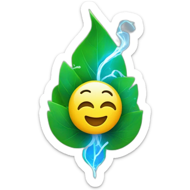 blue "e" from Engie logo and electrical sparks in the shape of green leaves sticker