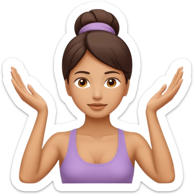 Minimal wellness-style emoji of a woman doing face yoga exercises, hands gently lifting and stretching facial muscles, calm and natural look, clear face yoga movement, simple and easy-to-understand icon, no beauty or medical elements

 sticker