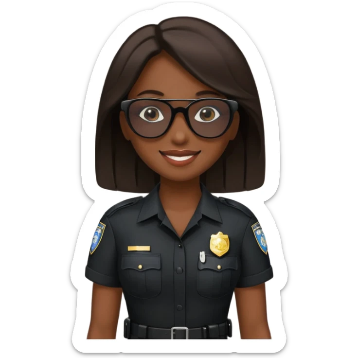 woman police wearing black dress with sun glasses sticker