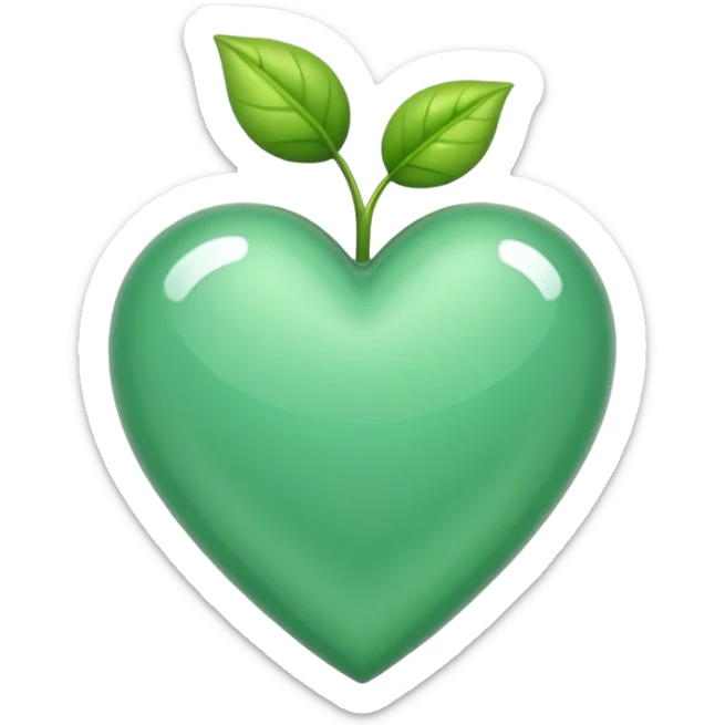 Un corazón de color verde en una tonalidad claridad con un poquito de brillitos sticker