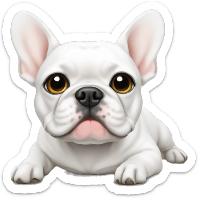 White Frenchie laying  sticker