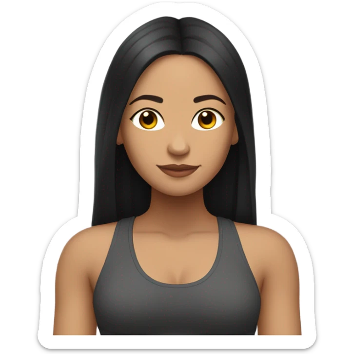 lightskin latin woman with straight long black hair wearing a yoga outfit  sticker
