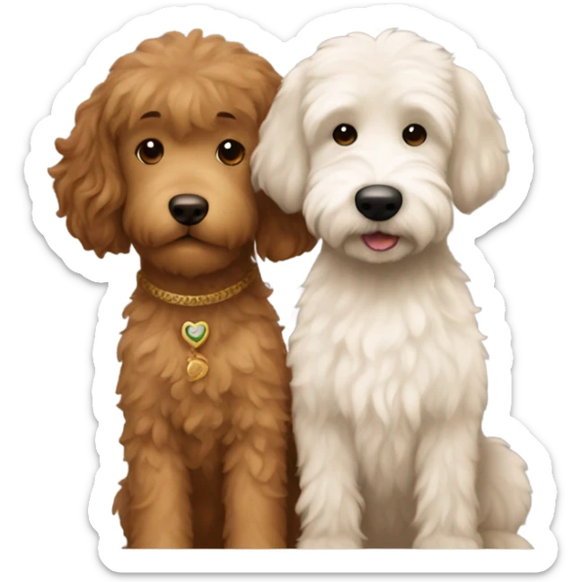 A golden doodle and an Indian girl with brown highlights at her ends hugging  sticker