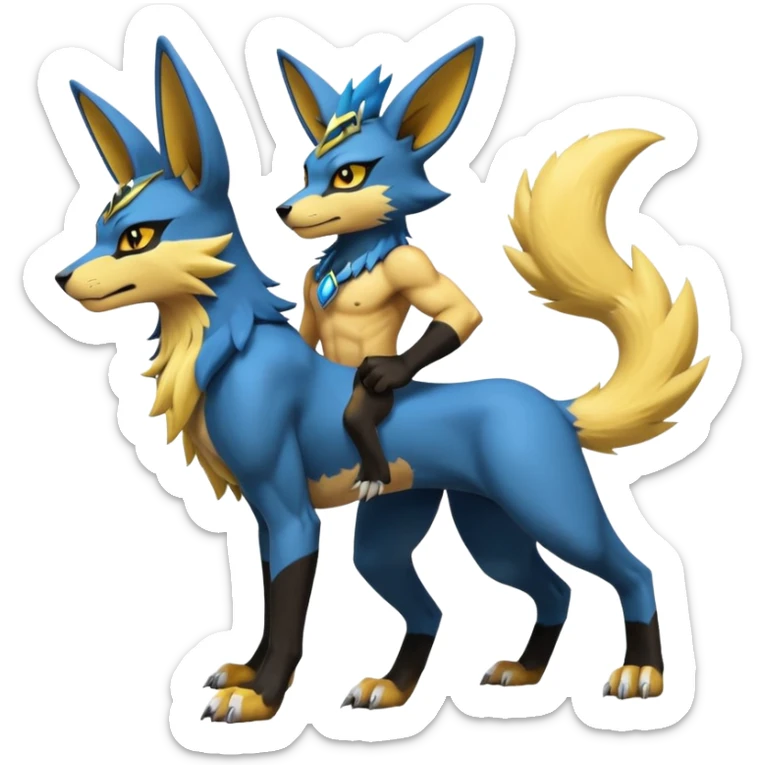 Lucario-Anubis-Umbreon-Zeraora-Jolteon-Fakémon-hybrid-creature (full body)  sticker