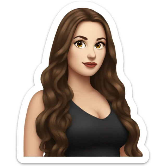 profle picture stunning curvy white woman, long brown hair, black eyeliner sticker