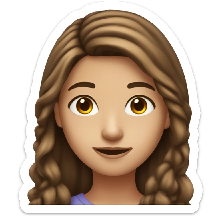 Teen girl with long brown hair and highlights and brown eyes sticker