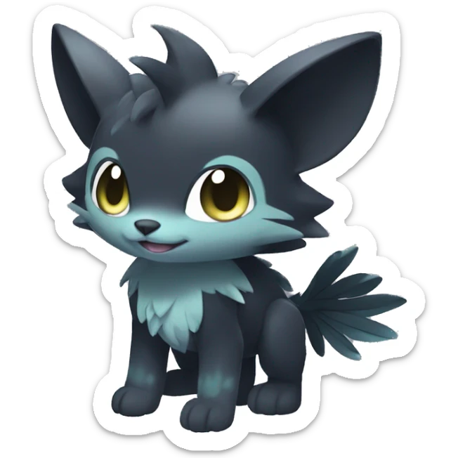 Cute cool shiny fantasy dark-shadow-themed animal hybrid Fakemon full body sticker