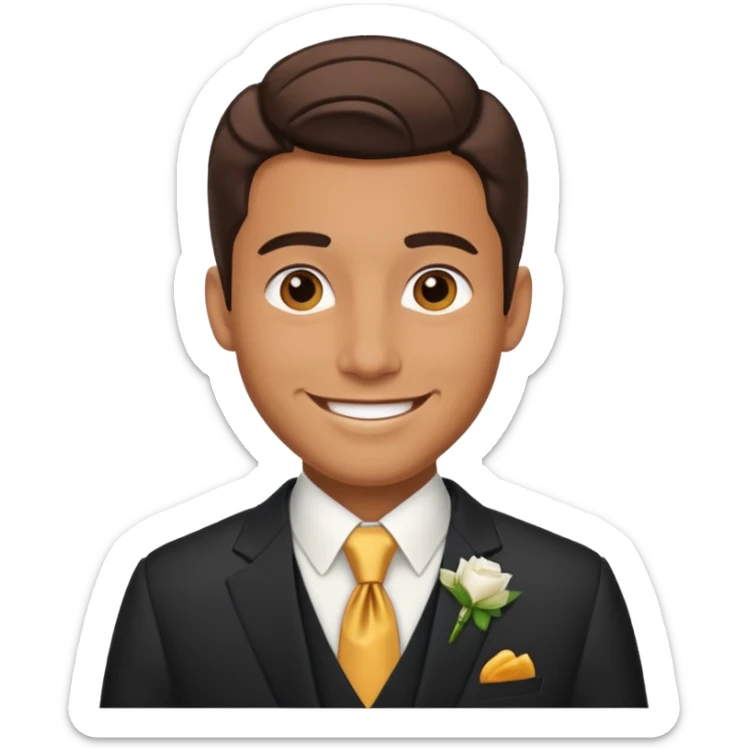 American groom, traditional, culture of american, smiley on face. sticker