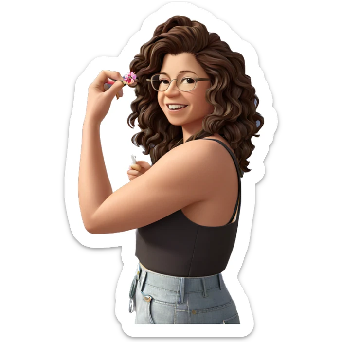 girl with a flower sticker