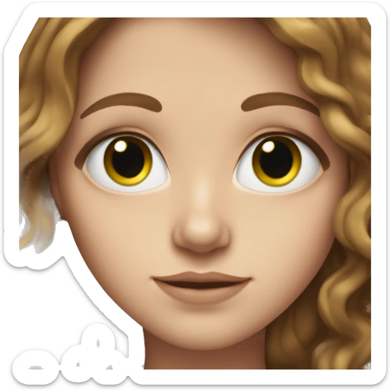 White girl with brown wavy hair and green eyes sticker