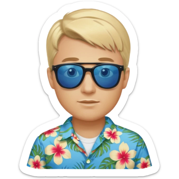 Charlie kirk with blonde hair and Blue eyes on epstein island but make hi really look like Charlie kirk sticker