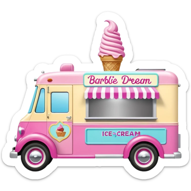 Barbie’s 1937 expandable ice cream dream house food truck  sticker