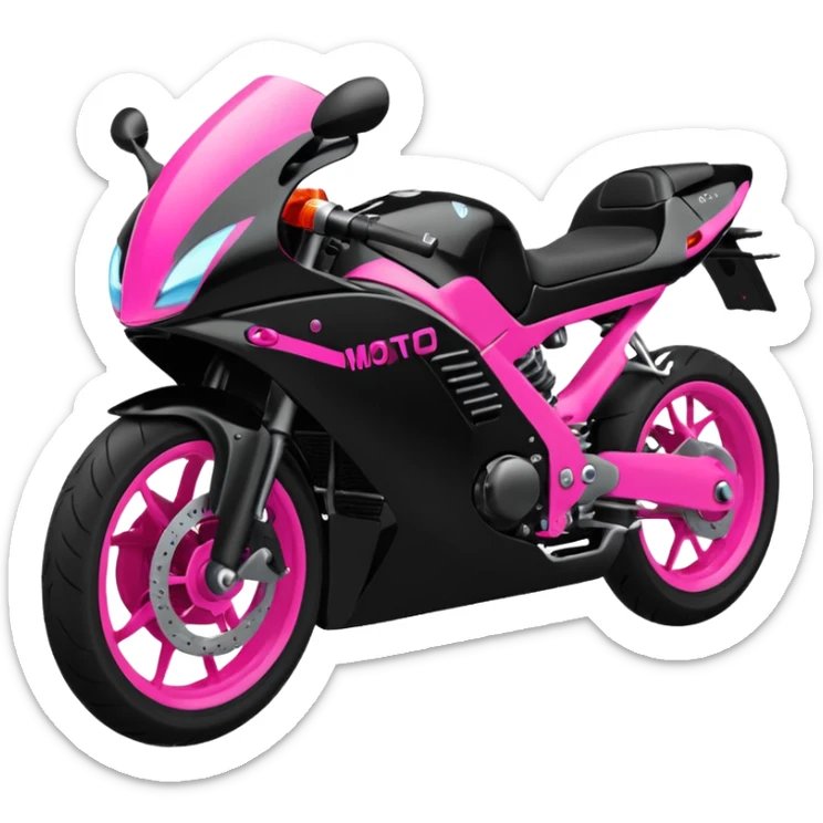 moto sportiva con scritta nera e solo avanti rosa fluorescente  sticker