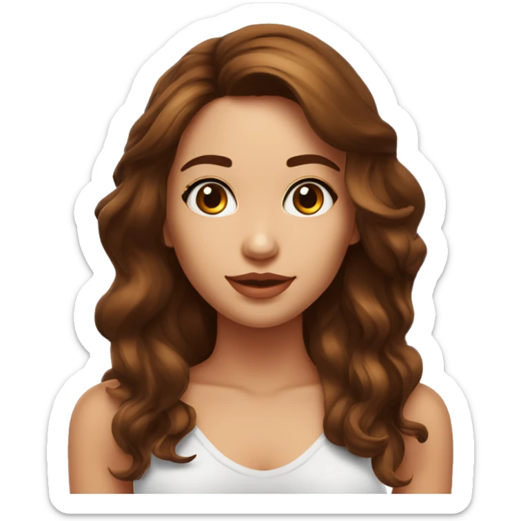 Una chica con cabello obdulado casi rizado marron oscuro con media cola piel trigeña ojos marrones contextura delgada y ya sticker