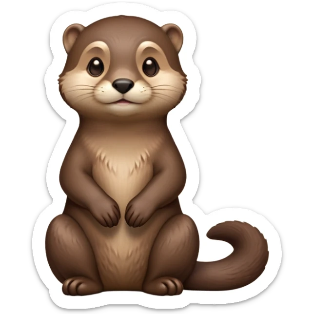 cinematic-noble [otter]-realistic-full-body-sitting-emoji,-tail-tucked-close,-head-tilted-dramatically,-sleek-[brown]-fur,-simplified-yet-realistic-focused-features,-highly-detailed,-glowing-with-an-almost-sarcastic-glow  expressive eyes sticker