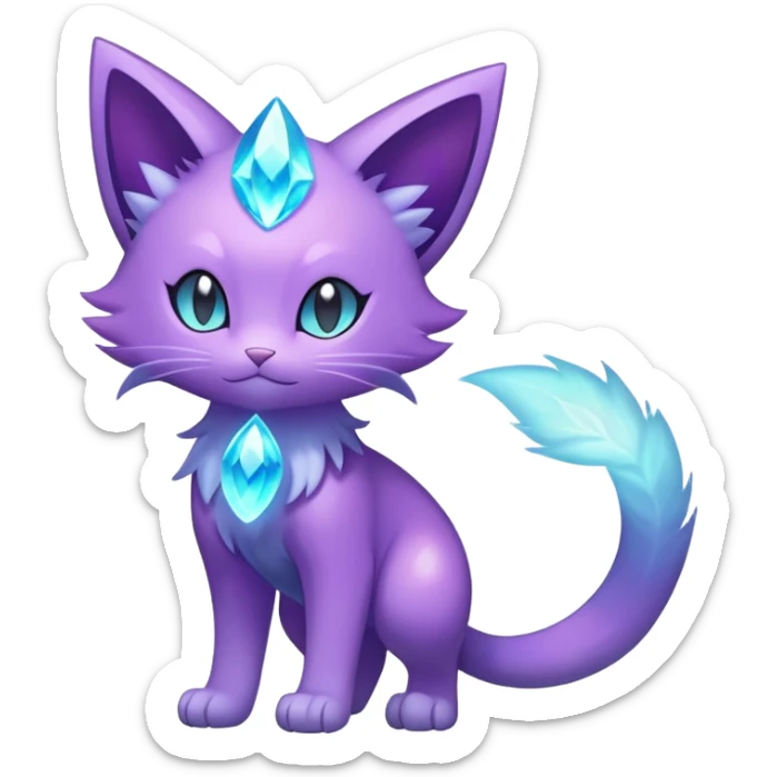 Shiny Magical Elemental Mysterious Purrloin-Delcatty-Pokémon-Fakémon-hybrid-creature (full body) sticker