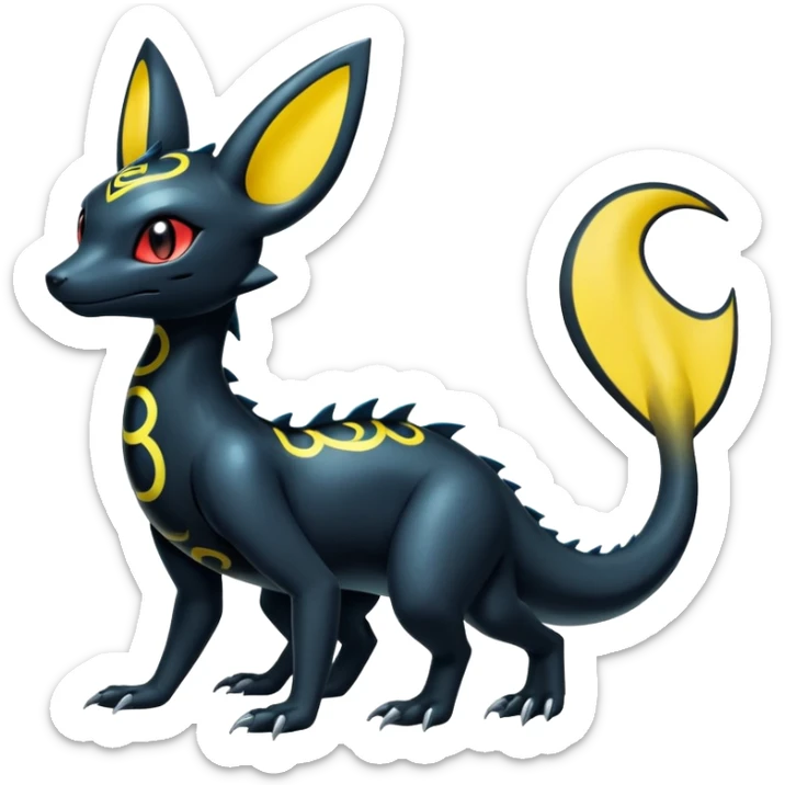 Shiny Salandit-Umbreon-Quilava-Fakémon-hybrid-creature (full body)  sticker