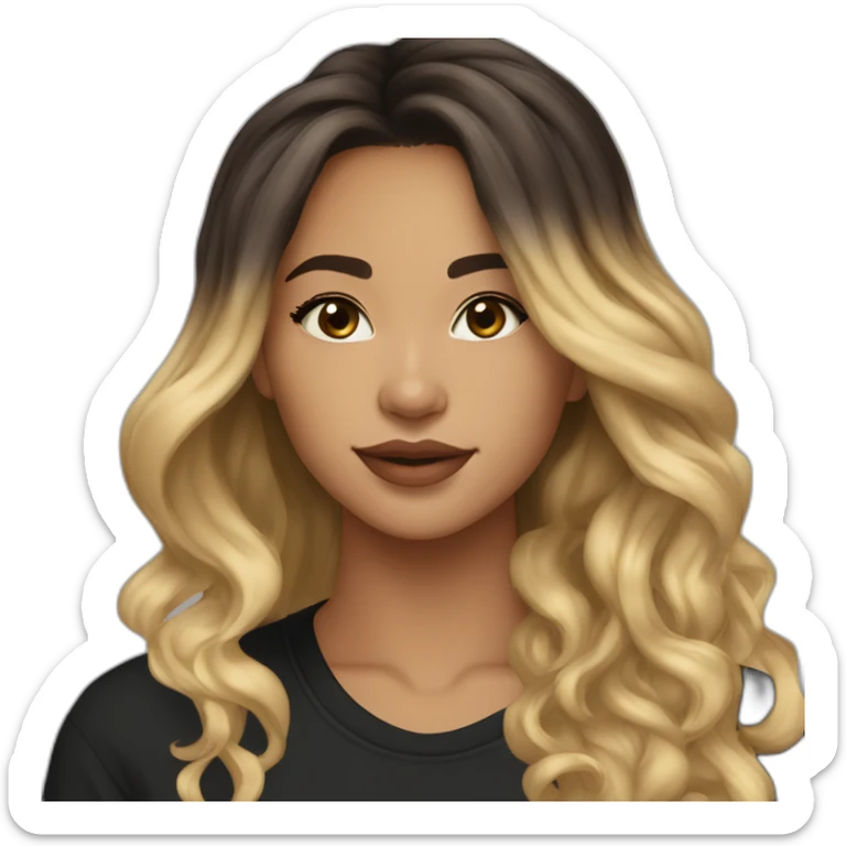 20 year old long honey blonde highlights hair with black shirt and light skin to olive skin lo sticker