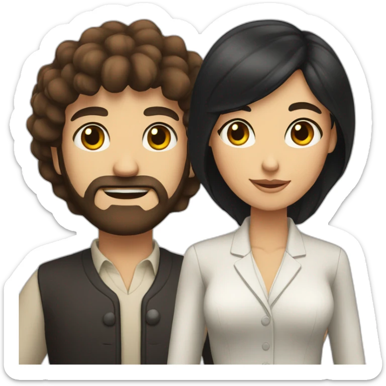 entrepreneur character with brown hair and beard next to woman character with black hair sticker