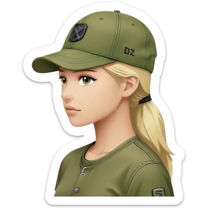 Diesel brand cap in khaki green color, baseball cap style with Diesel logo on front, military green hat sticker
