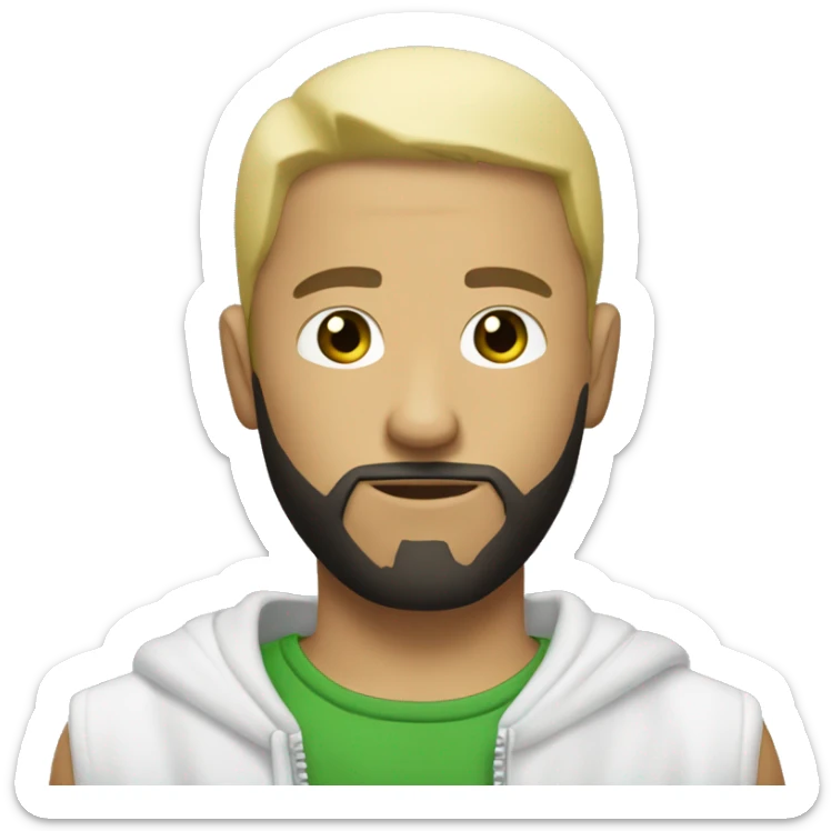 a white gangsta with blond short hair, with a black beard and a small green leave in his one hand sticker
