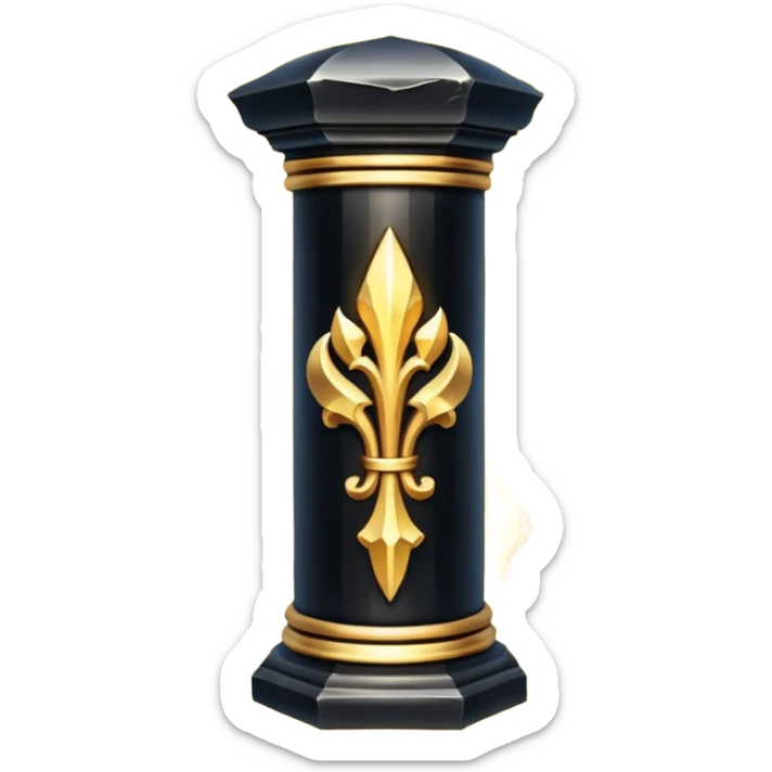 gothic obsidian pillar with golden details and a baroque and mystic atmosphere and glowing arcane sigils sticker