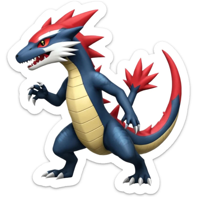 Salandit-Garchomp-Zeraora-Zangoose-Fusion (full body) sticker