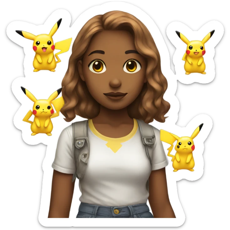 Girl with pikachu shirt sticker