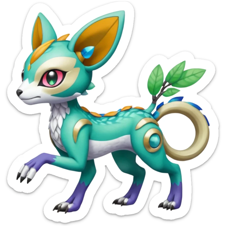 Meloetta-Garurumon-Trico-Pokémon-Fakémon-fusion-hybrid-creature sticker