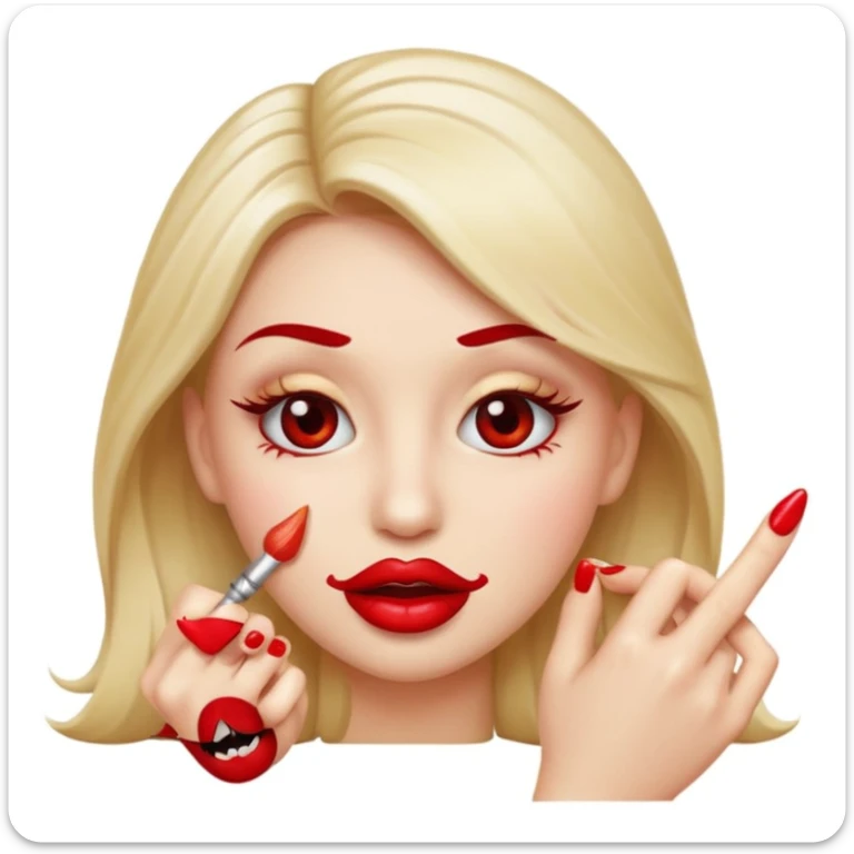 je veux un emogies avec des faux cils des belle levre avec du rouge a levre qui se mordille son ongle nail art  sticker