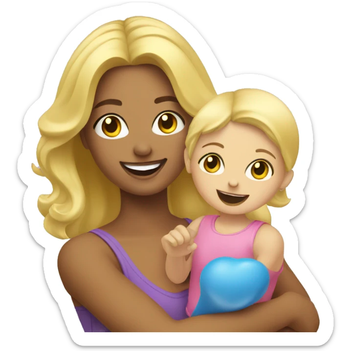 blonde women playing with blonde child with toys sticker