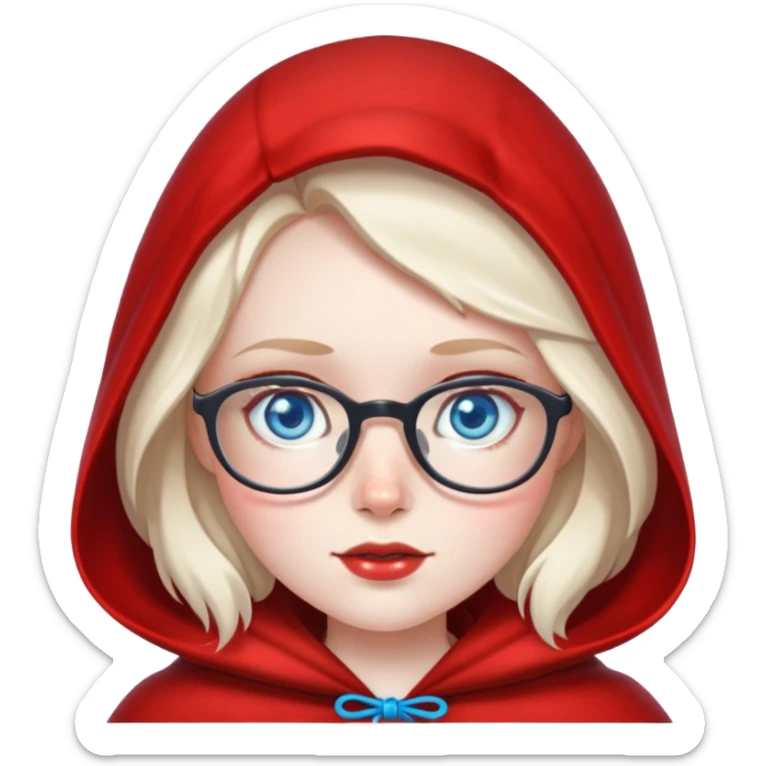 Little red Riding Hood with pale skin and a lot of freckles, blue eyes and glasses sticker