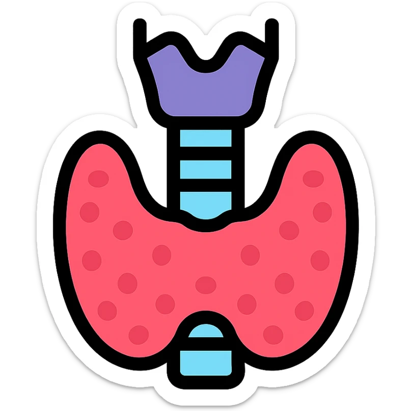 colorful, simple, and clear icon of the human thyroid gland, color outline style sticker