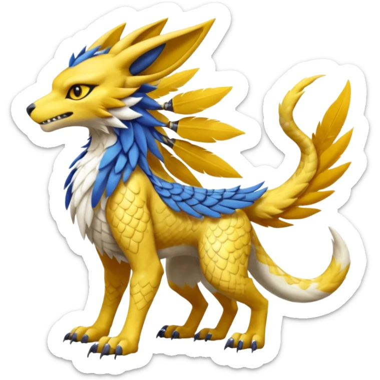 Renamon-Gryphon-Zeraora-Bastet-Koraidon-Latias-Vernid-Sergal-fusion-hybrid-creature sticker
