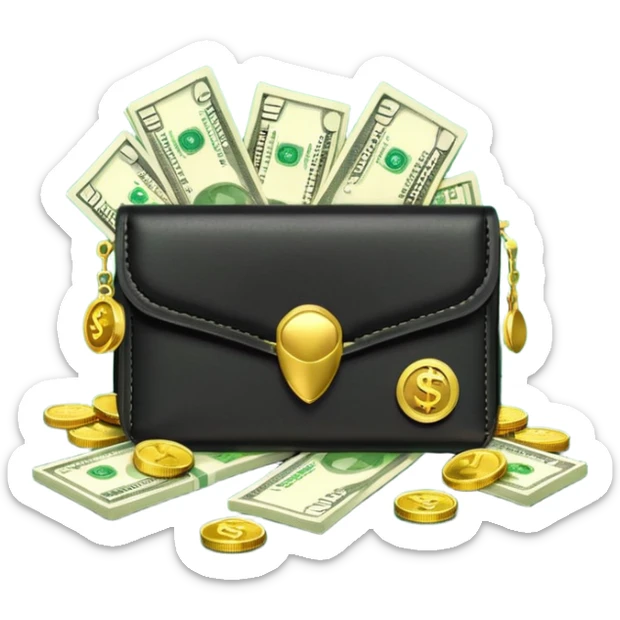 Aviator money emoji, wallet full of cash, casino vibe, premium 3D emoji style, clean, no background
 sticker