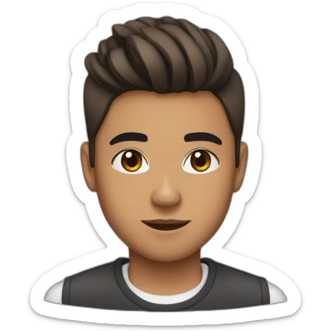 A boy with taper fade,straight hair,brown skin,asia,Dark eyebrow and smoking cigrat sticker