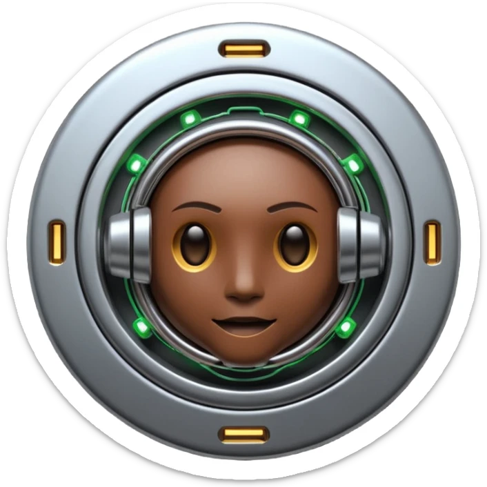 3D render of Data Port, futuristic cyborg aesthetic, fusion of organic skin and chrome metal, metallic socket embedded in dark brown skin, exposed wiring,emoji style, isolated on white background --v 6.0. sticker