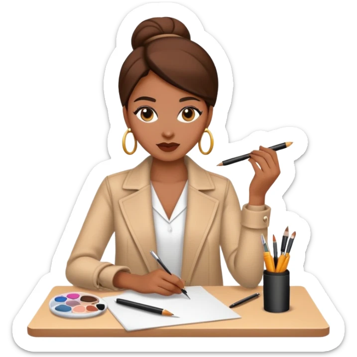 female fashion designer, designing fashion clothing sticker