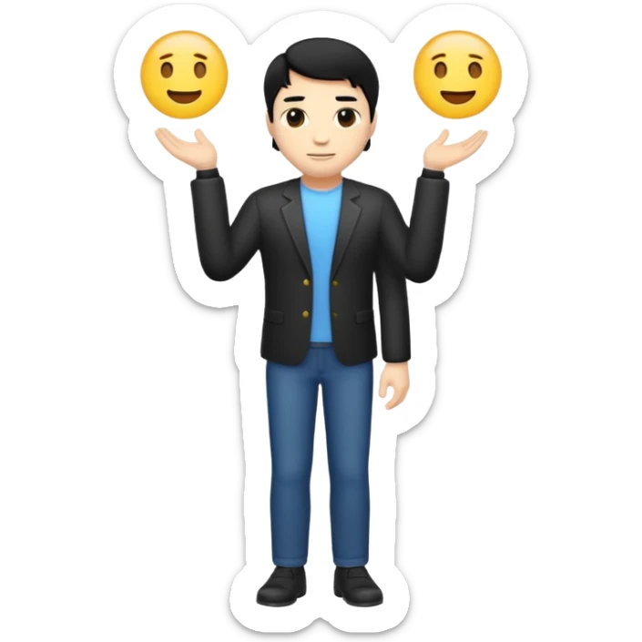 emoji man light skin and black hair, CUERPO COMPLETO sticker