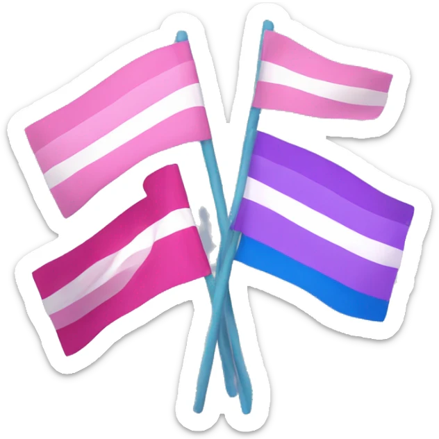 Three striped flags with pink at the top purple in the middle and a blue at the bottom flag sticker