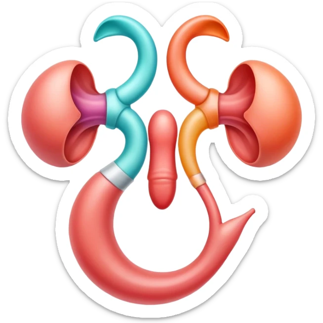 A symbolic female reproductive system with ovaries and uterus, abstract medical illustration sticker