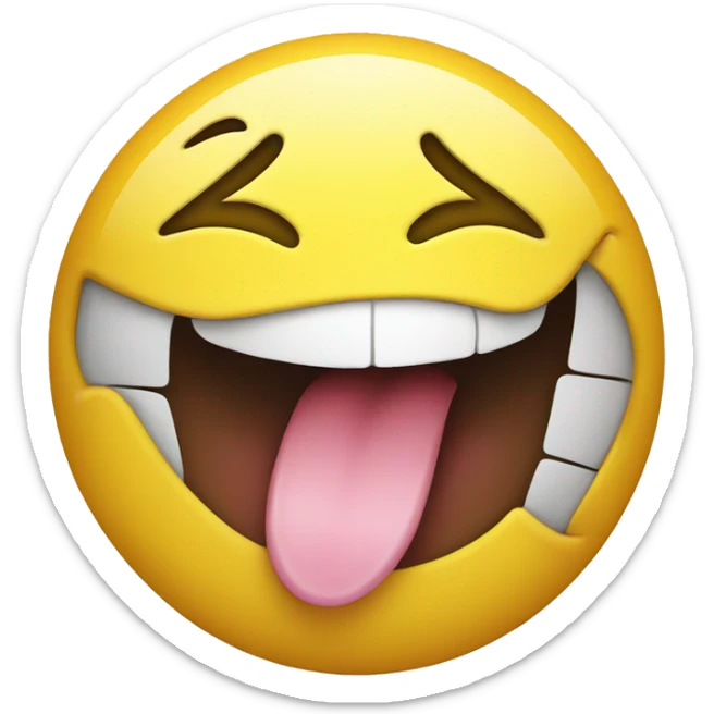 yellow smiley face with eyes pointing up diagonally with tongue sticking out to the side sticker
