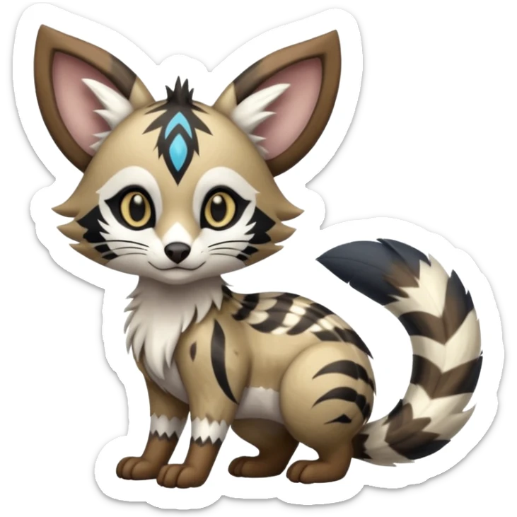 Futuristic furry fluffy floofy feathery tribal marked Genet-Absol-Furret-Zeraora-Primagen-fusion-creature  sticker
