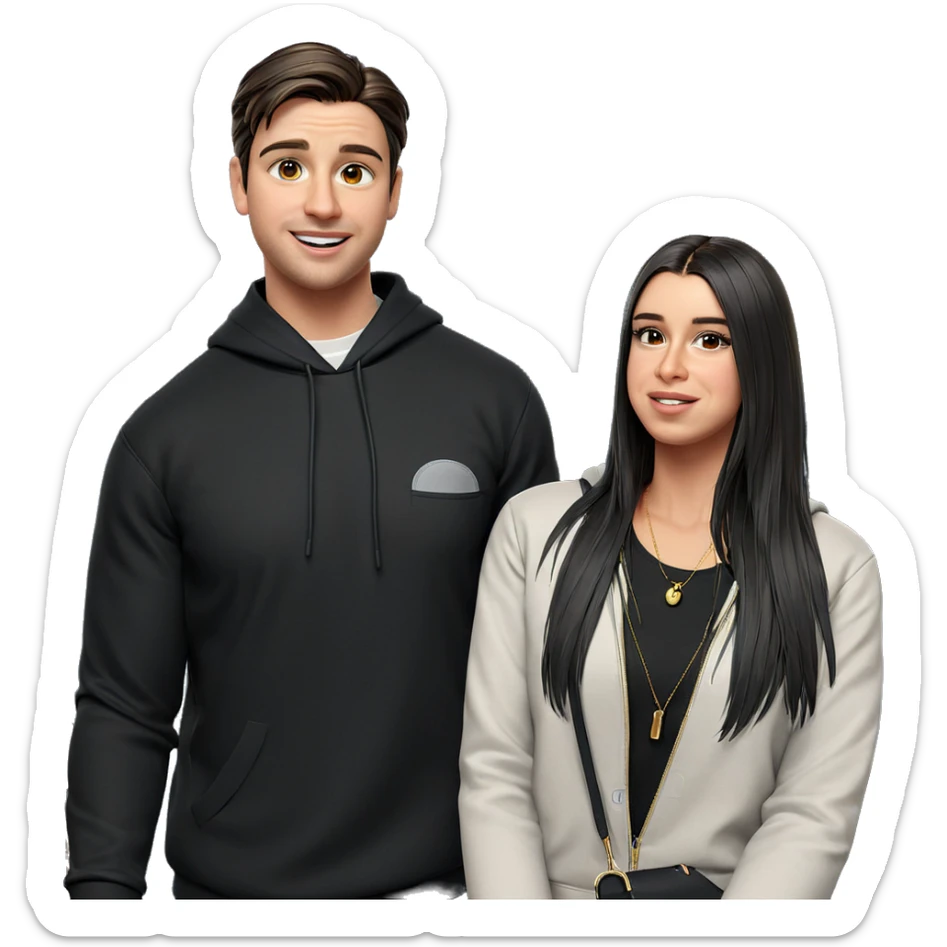 duo with stylish accessories sticker